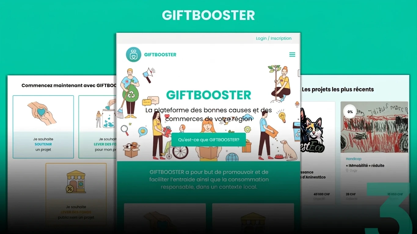 Gift Booster desktop interface designed by TecXra